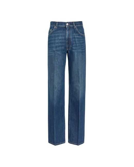 Stella McCartney Blue Pressed-Crease Straight-Leg Jeans