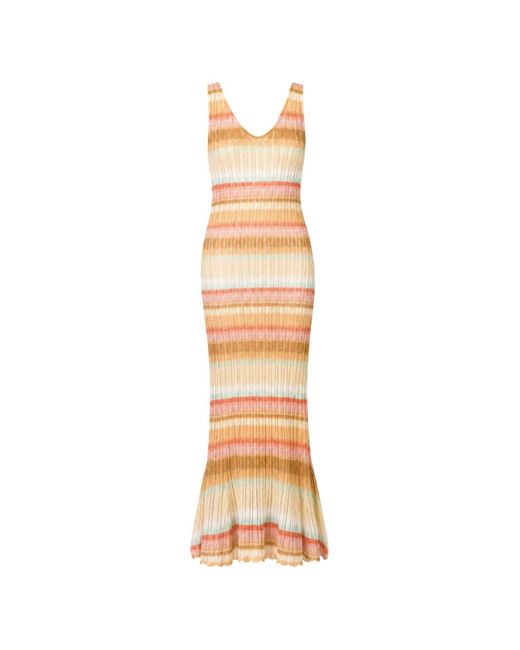 Cinq À Sept Metallic Edie Stripe-Pattern Maxi Dress