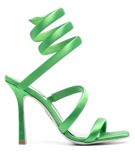 Rene Caovilla Green Cleopatra 105mm Satin Sandals