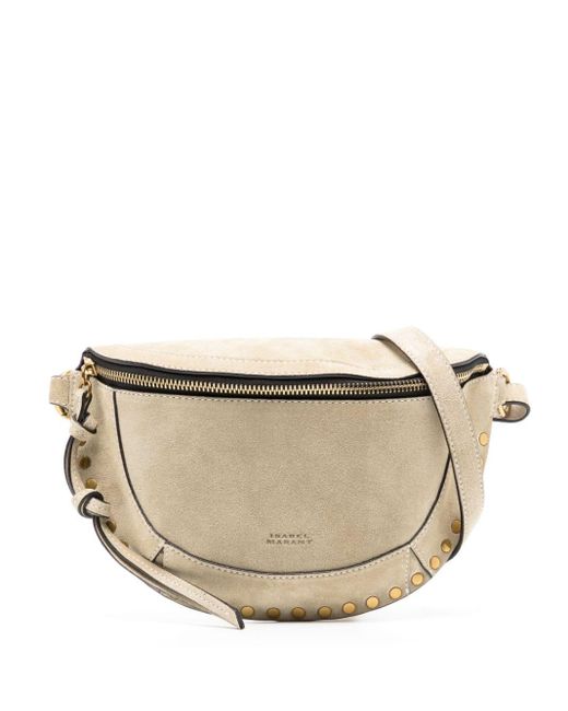 Isabel Marant Natural Skano Stud-embellished Suede Crossbody Bag