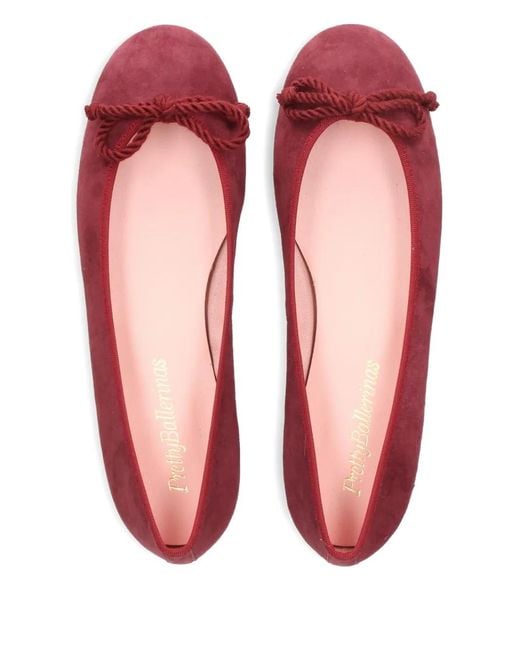 Pretty Ballerinas Red Rosario Bow-Detail Round-Toe Ballet Flats