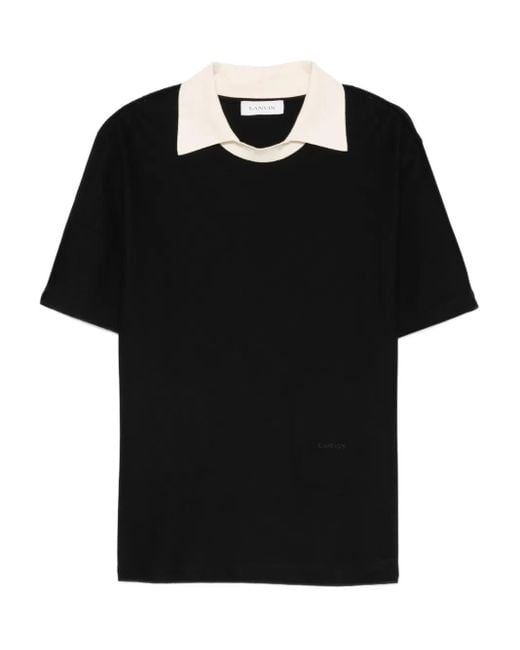 Lanvin Black Roun-Neck Collared T-Shirt for men