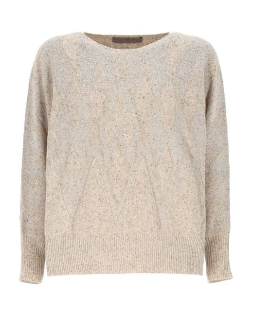 D.exterior Natural Diamond-Pattern Sweater