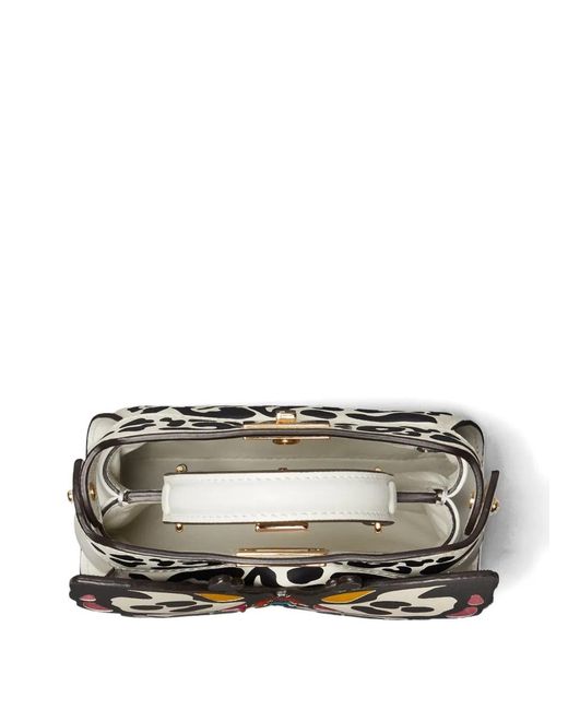 Fendi White Nano Peekaboo Butterfly-Motif Chain-Strap Tote Bag