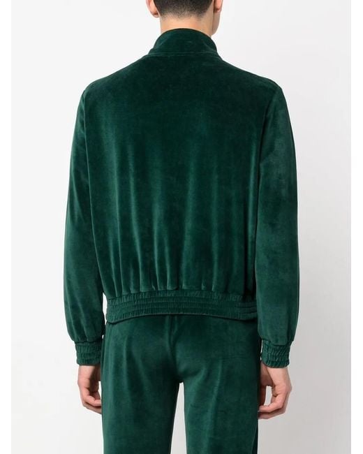 Sporty & Rich Green Logo-Embroidered Zipped Sweatshirt for men