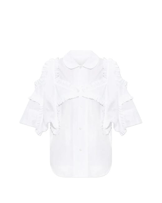 Noir Kei Ninomiya White Ruffled-Trim Shirt
