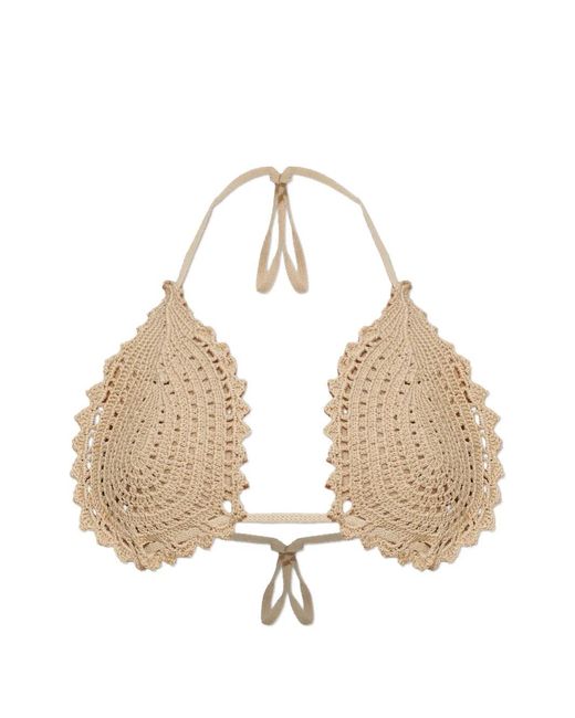 The Attico Natural Crochet Scalloped-Edge Bra