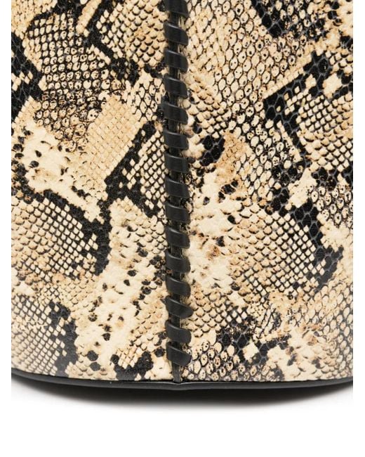 Isabel Marant Black Snakeskin-Print Drawstring Tote Bag