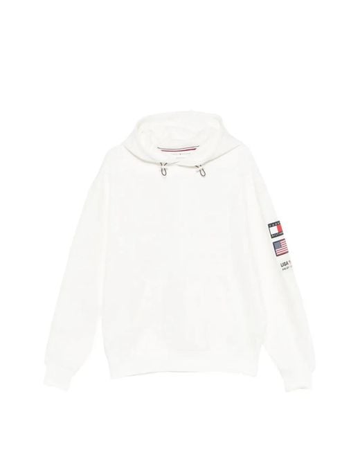 Tommy Hilfiger White Logo-Patch Hoodie for men