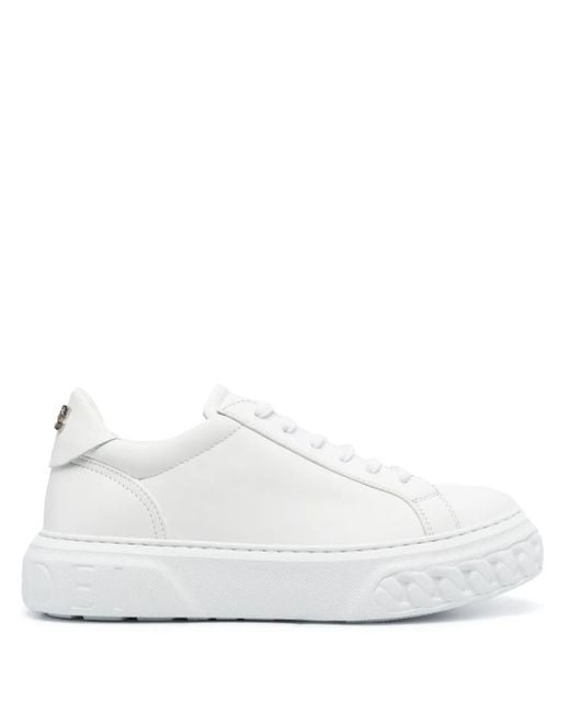 Casadei White Low-Top Leather Sneakers