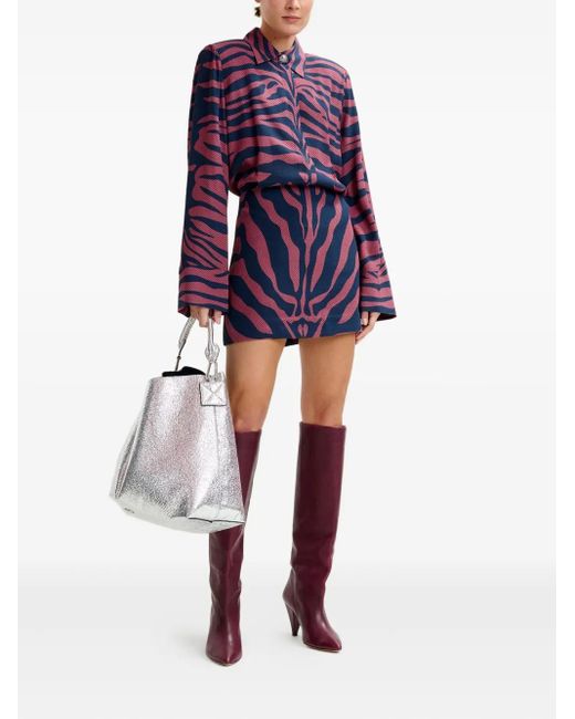 Essentiel Antwerp Blue Zebra-Print Mini Dress