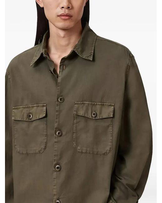 AllSaints Green Buttoned Pocket Shirt for men