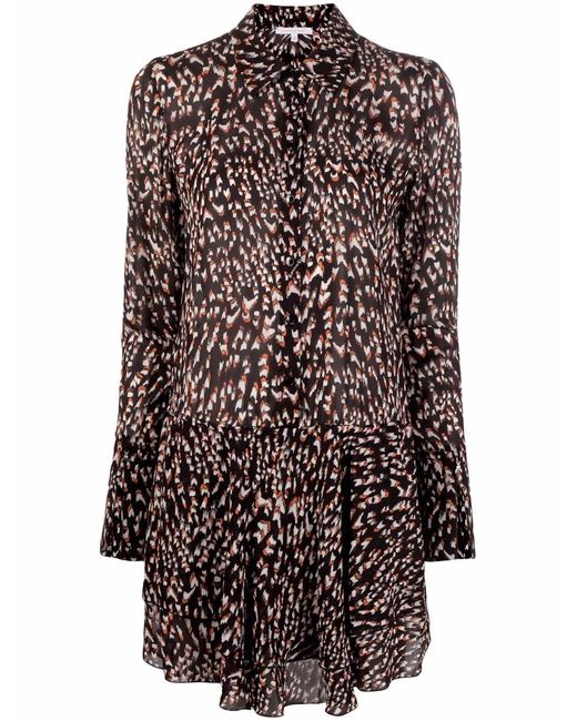 Patrizia Pepe Black Abstract-Print Ruched Shirtdress