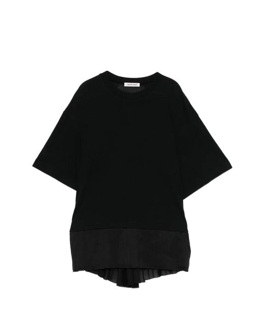 Undercover Black T-Shirt À Empiècements Plissés