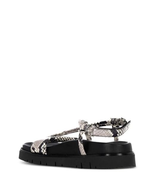 Patrizia Bonfanti Black Snakeskin-Effect Buckled Sandals