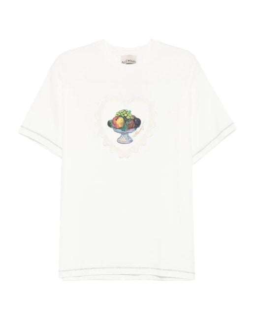 ALÉMAIS White Short-Sleeve Printed T-Shirt
