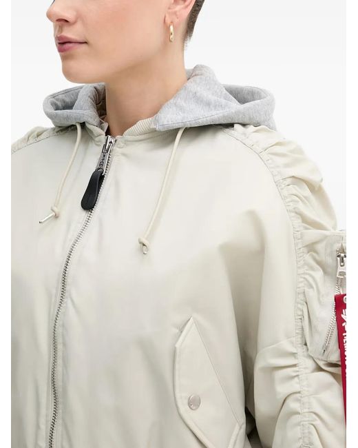 Alpha Industries Blue Ruched-Sleeve Hooded Jacket