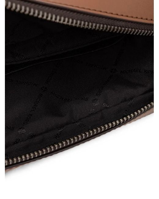 Michael Kors Brown Jet Set Logo-Plaque Pebbled-Leather Shoulder Bag for men