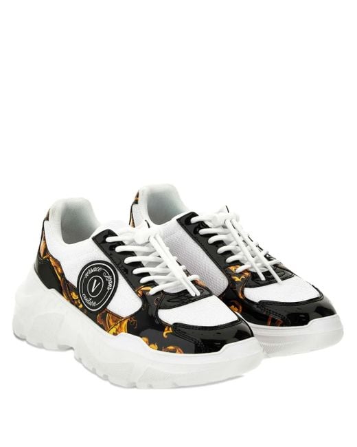 Versace Jeans Couture White Barocco-Print Platform Sneakers