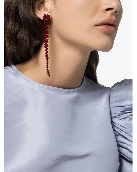 Simone Rocha Red Crystal-Embellished Drop Earrings