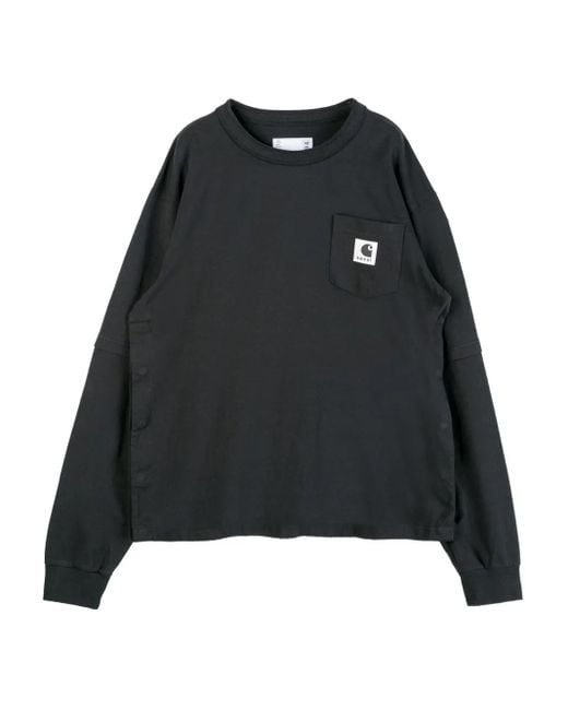 Sacai Black X Carhartt Wip Pocket-Detail T-Shirt
