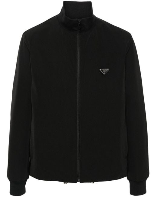 Veste zippée à patch logo Prada pour homme en coloris Black
