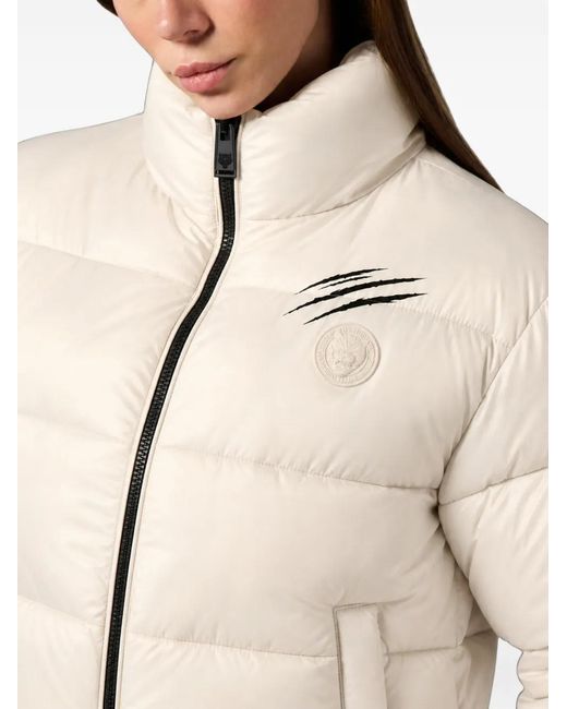 Philipp Plein Natural Helsinki Logo-Patch Puffer Jacket