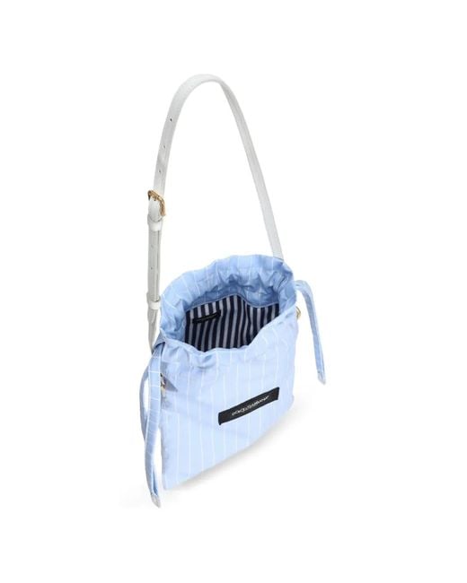 Dolce & Gabbana Blue Essenza Striped Bucket Bag