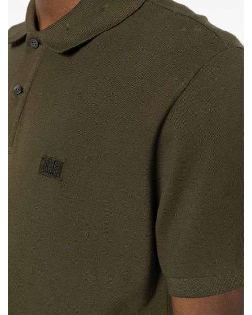 C P Company Green Logo-Embroidered Cotton Polo Shirt for men