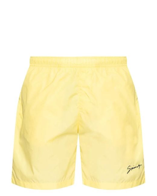Givenchy Yellow Logo-Embroidered Swim Shorts for men