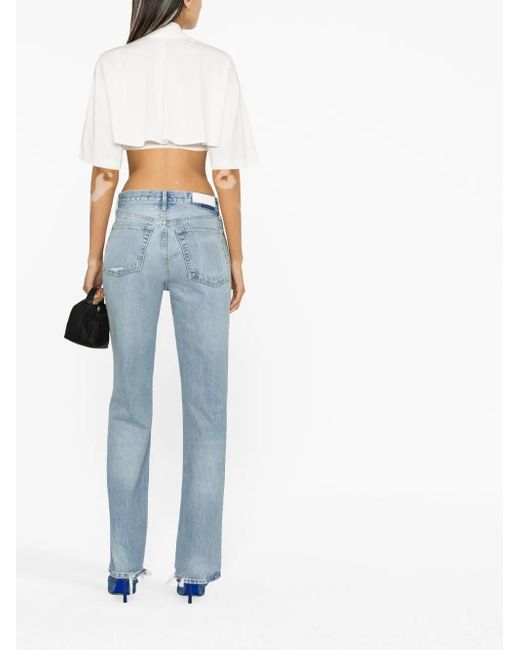Alexander Wang White Draped Crop Top