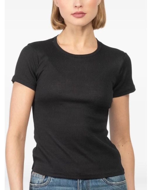 AYA MUSE Black Crew-Neck Ribbed T-Shirt