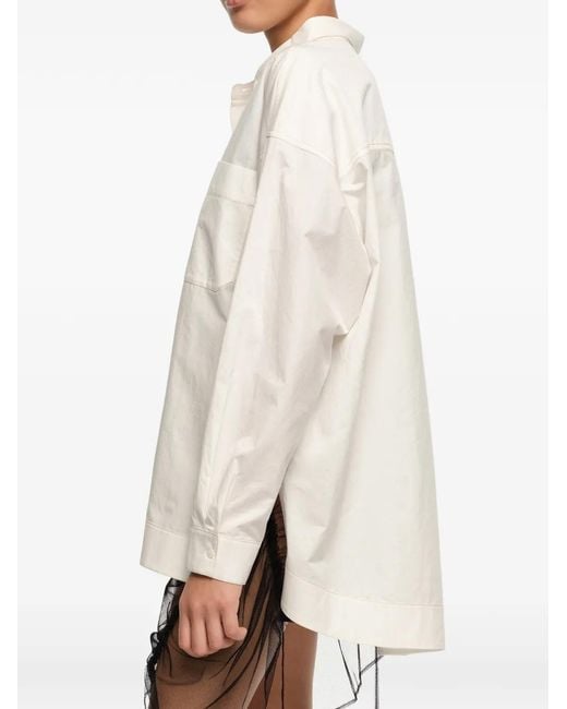 Bimba Y Lola White Chest-Pocket Cotton Shirt