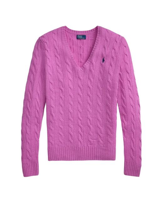 Polo Ralph Lauren Pink Cable-Knit V-Neck Sweater