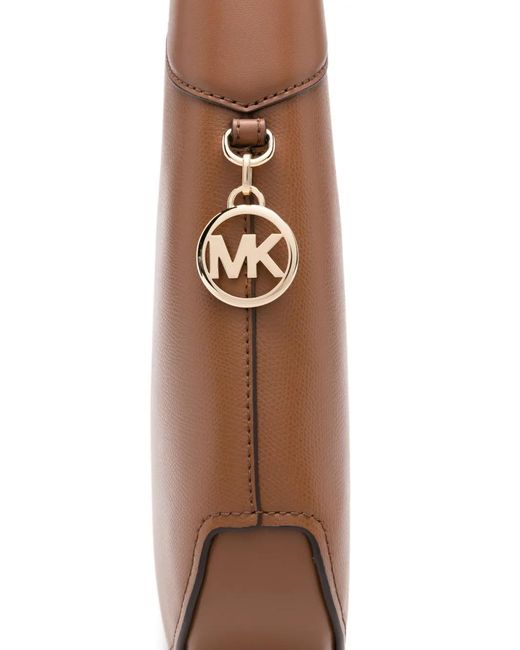 MICHAEL Michael Kors Brown Logo Charm Leather Tote Bag