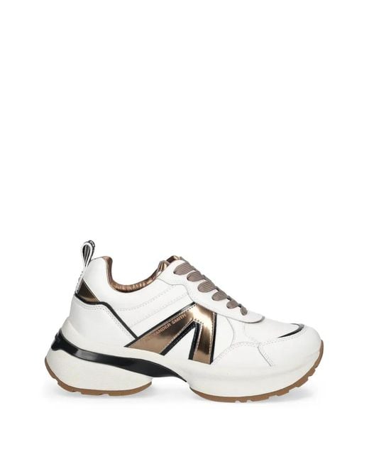 Alexander Smith White Victoria Metallic-Trim Sneakers