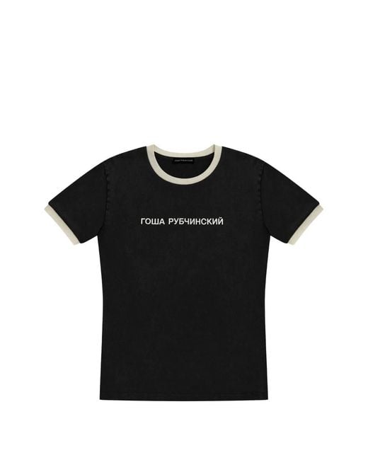 Gosha Rubchinskiy Black Contrast-Trim Logo-Print T-Shirt