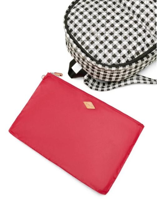 MZ Wallace Black Metro Deluxe Gingham Quilted Backpack