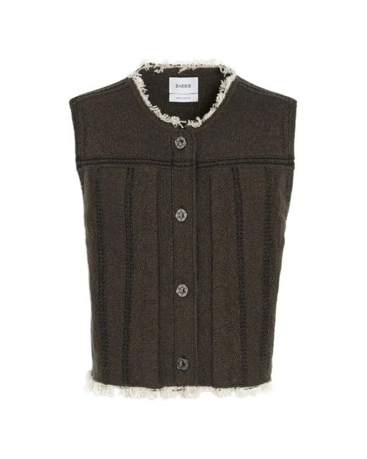 Barrie Black Denim Fringed Sleeveless Jacket