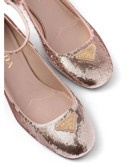 Prada Pink Pumps Mit Dreieckigem Logo 35Mm