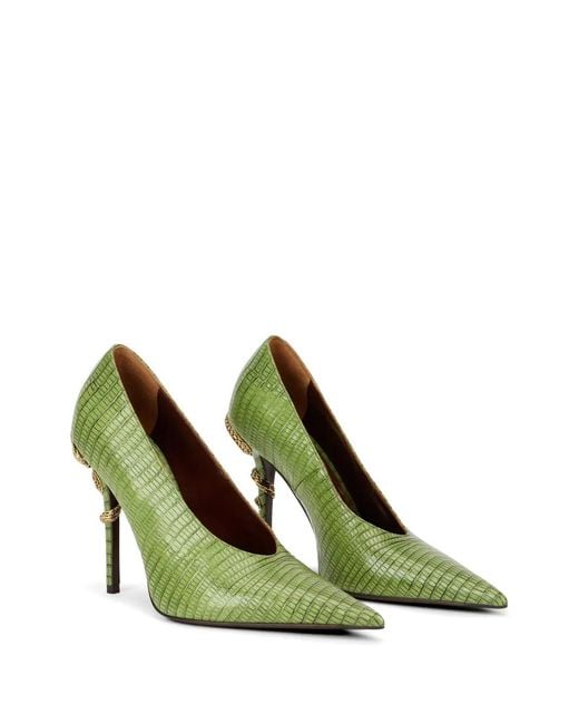 Roberto Cavalli Green Reptile-Effect Pumps