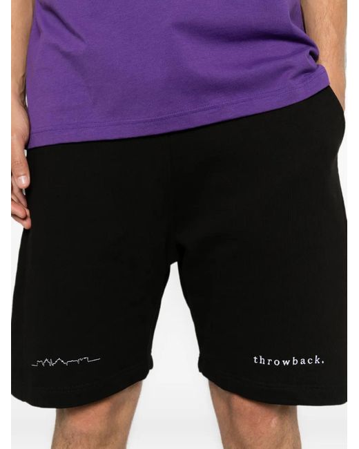 Throwback. Black Logo-Embroidered Drawstring Shorts for men