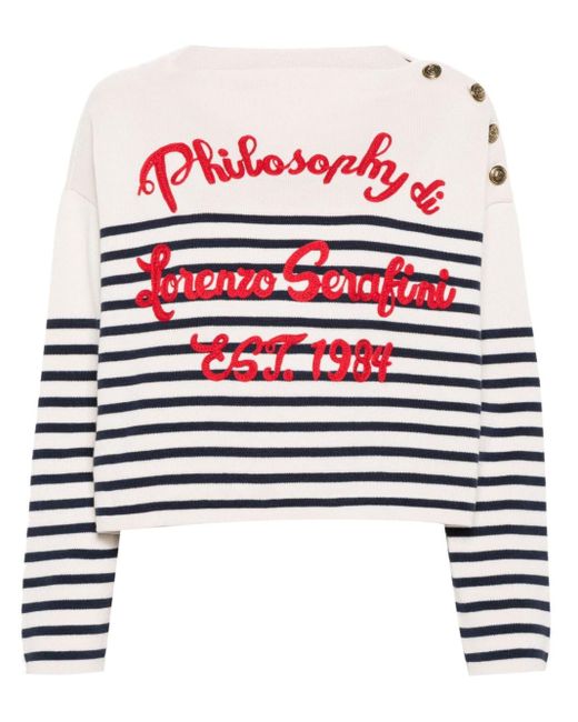 Philosophy Di Lorenzo Serafini White Cropped-Pullover mit Logo-Stickerei