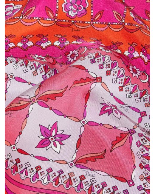 Emilio Pucci Pink Pattern Silk Scarf