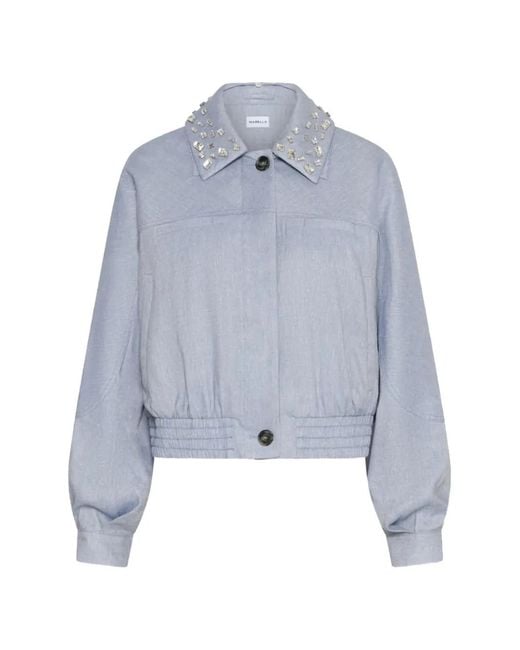 Marella Blue Embellished Cropped Jacket