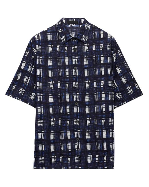 Prada Blue Madras Check Pattern Shirt for men