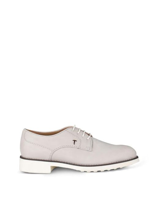 Tod's White Lace-Up Leather Derby Shoes for men