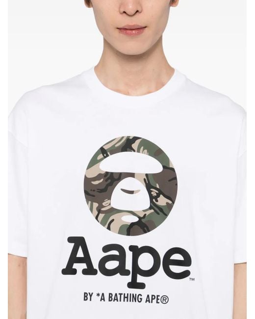 Aape By A Bathing Ape T-Shirt Met Ronde Hals in het White voor heren