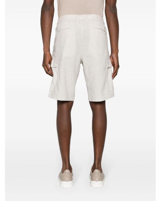 メンズ Boss Linen-blend Cargo Shorts White