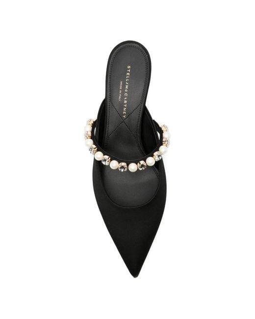 Stella McCartney Black Elsa Pearl-Embellished Kitten Heels